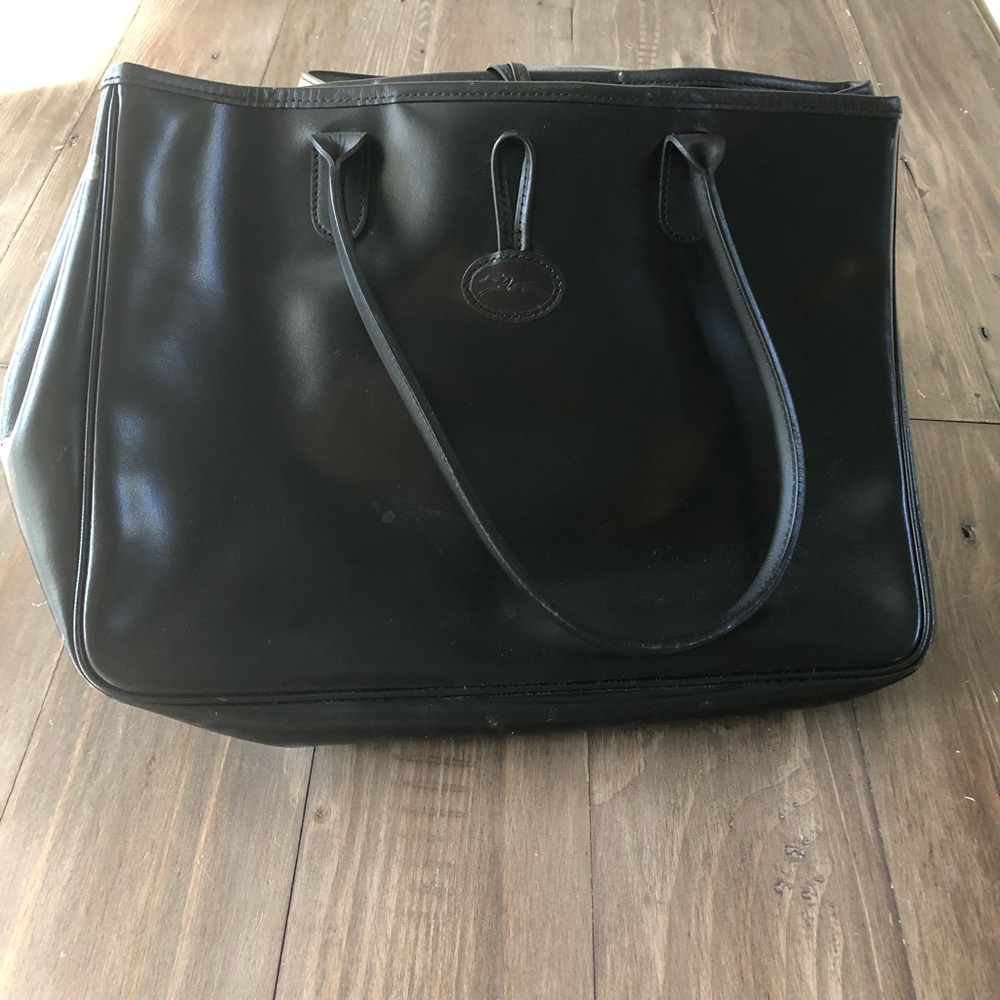 Long champ leather tote